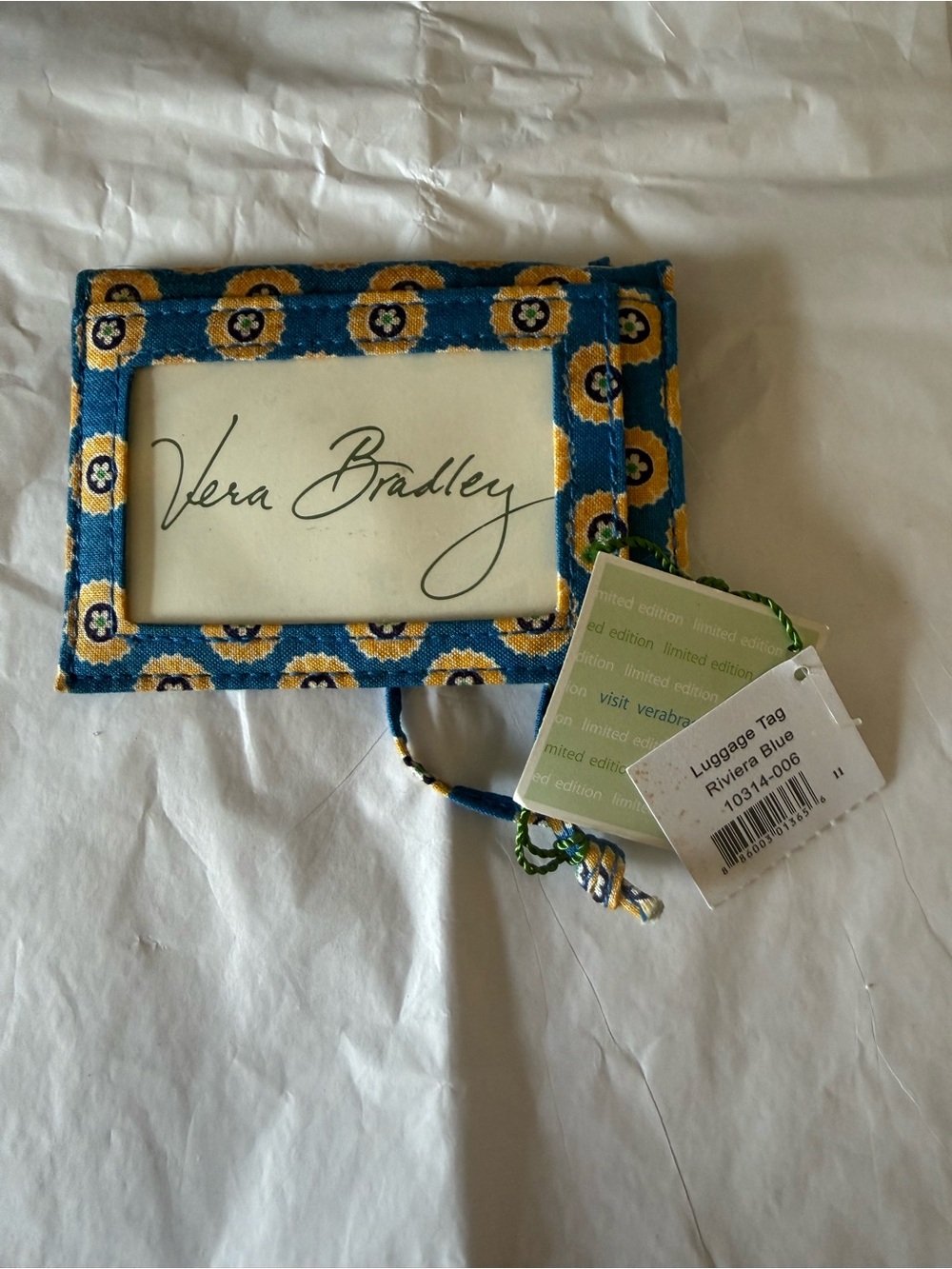 Vera Bradley Blue and Yellow Floral ID Luggage Tag